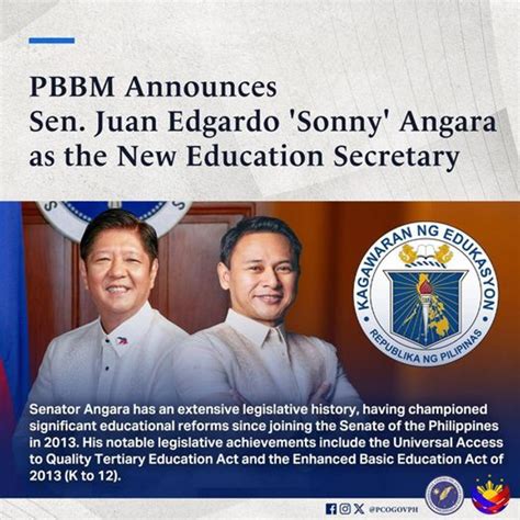 PBBM to appoint Sen. Angara as new Education Secretary.